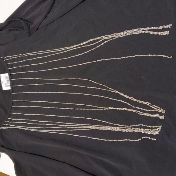 Michael Kors Chain Fringe Tank Top, Black /Silver, Size 2X - Picture 6 of 6